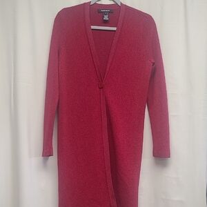 Merino Wool and Silk Blend Ellen Tracy Deep Red Women's Cardigan